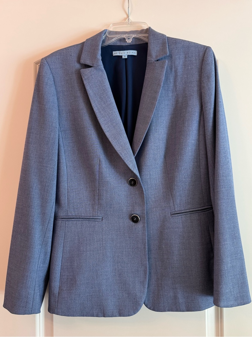 ANTONIO MELANI Slate Blue Two-Button Tailored Blazer